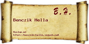 Benczik Hella névjegykártya